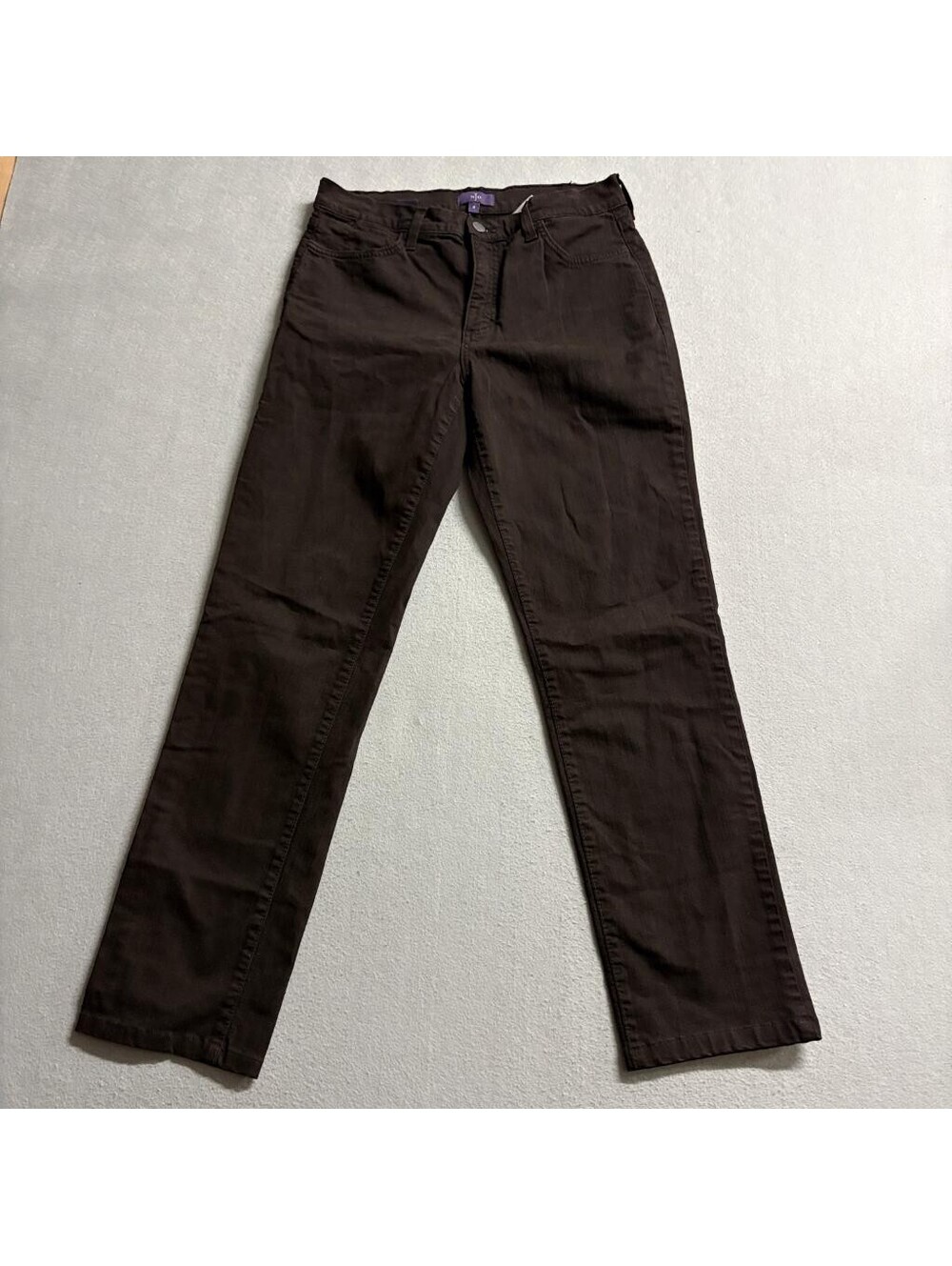 NYDJ Lift Tuck Straight Leg Jeans Womens Size 4 Brown Cotton Blend Made in USA